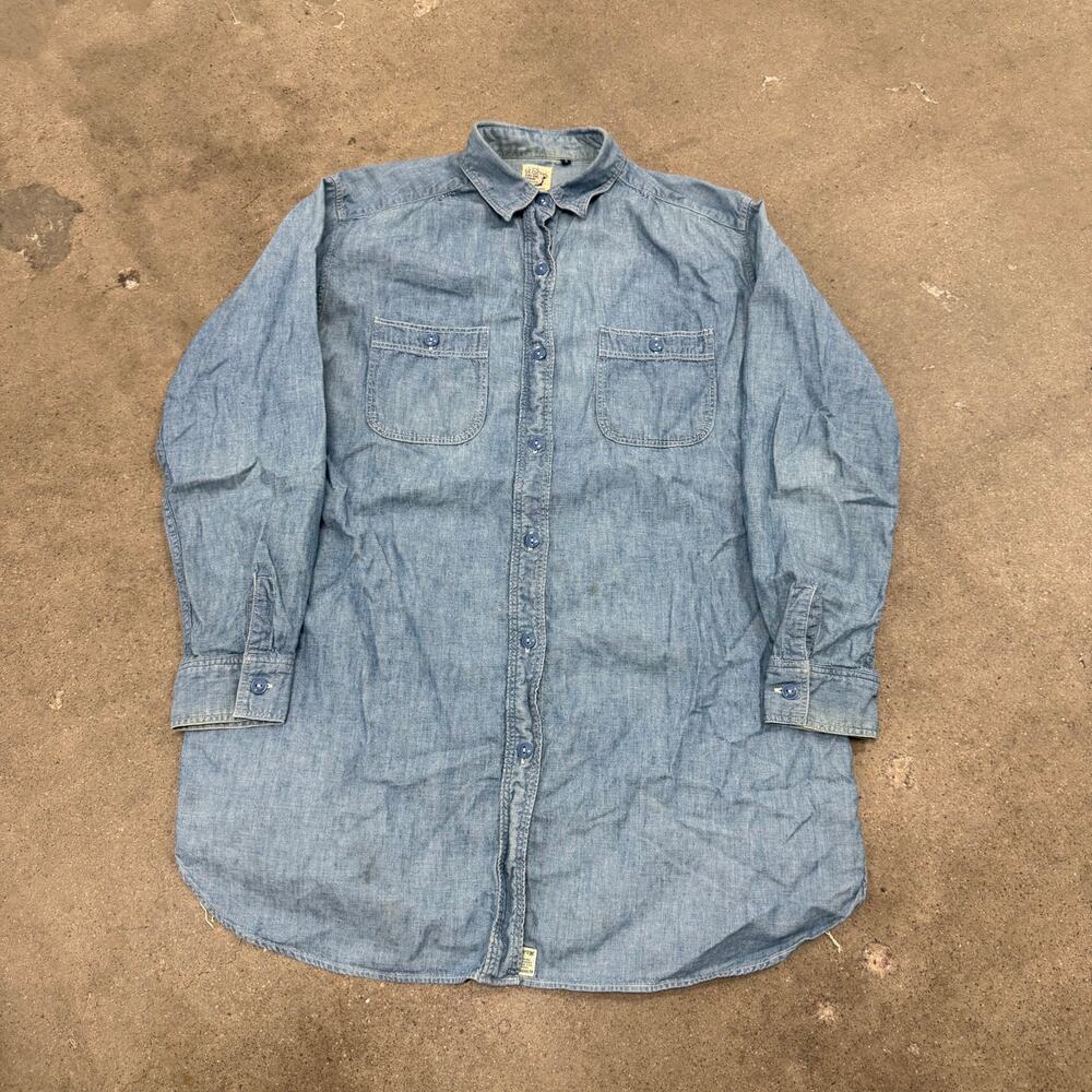 Orslow Long Sleeve Blue Denim Chambray Work Shirt Size 3/Large Japan Casual
